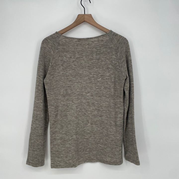 THML Cream & Gray Color Block Long Sleeve Top Shirt Womens Size Medium