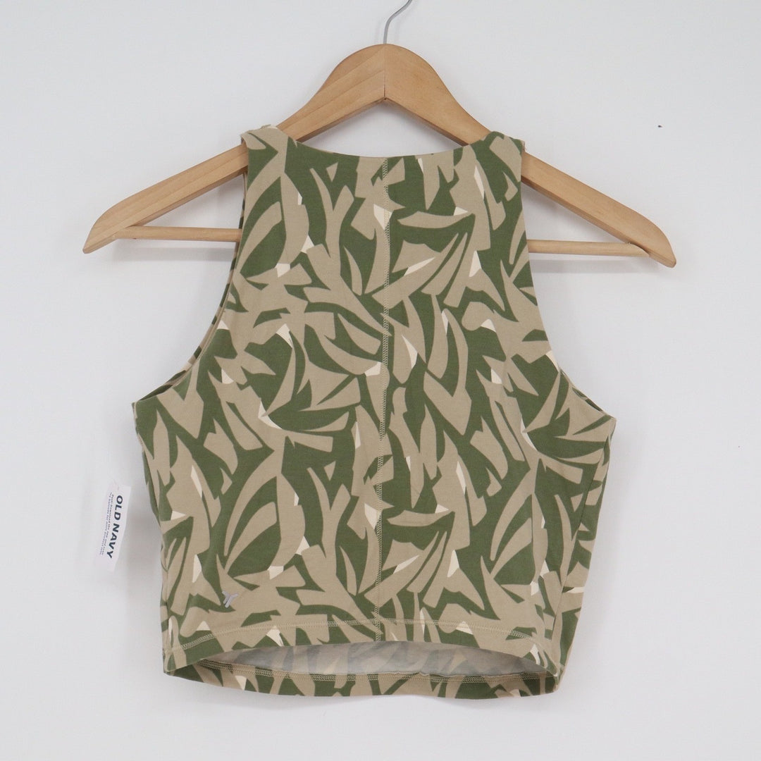 Old Navy Active PowerChill High Neck Sports Bra Tank Green Abstract Print M NEW