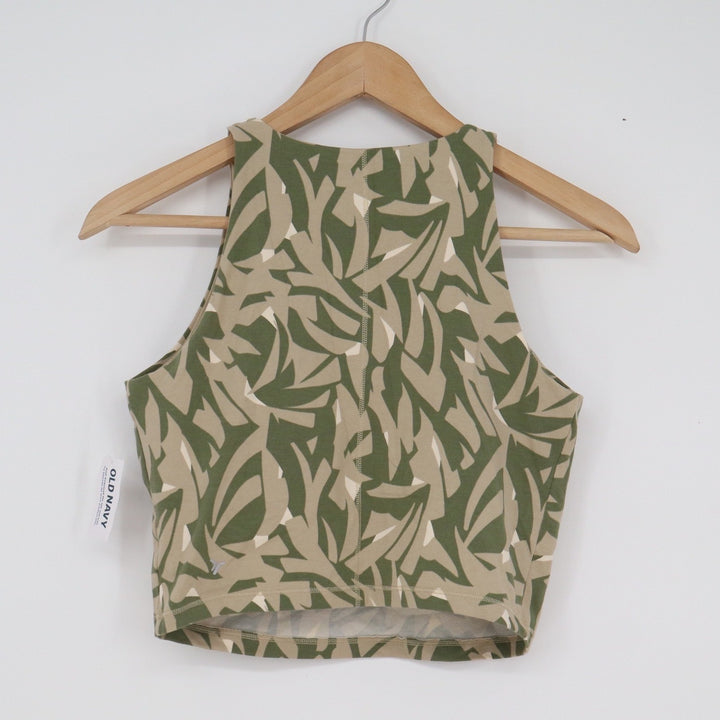 Old Navy Active PowerChill High Neck Sports Bra Tank Green Abstract Print M NEW