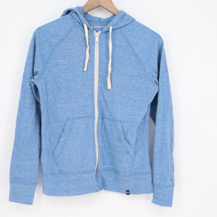American Giant Classic Full Zip Hoodie Heather Blue Made in USA Women's Size S
