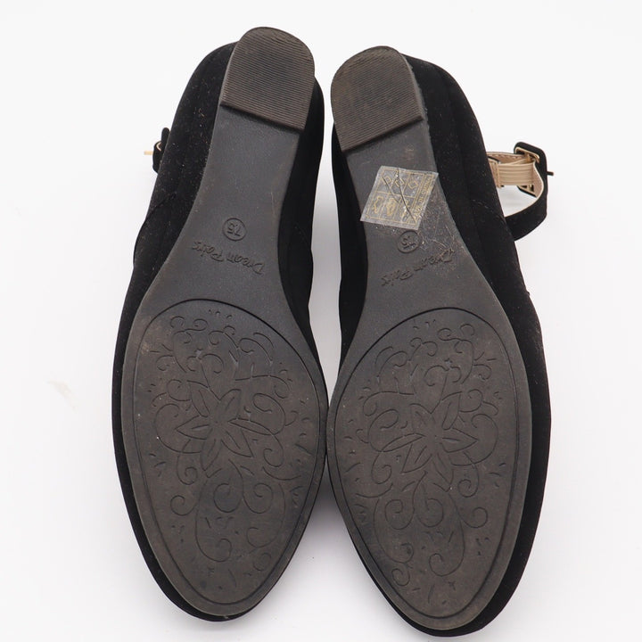 Dream Pairs Wedge Flats Womens 7.5 Revona Black Ankle Strap Pointed Toe Good