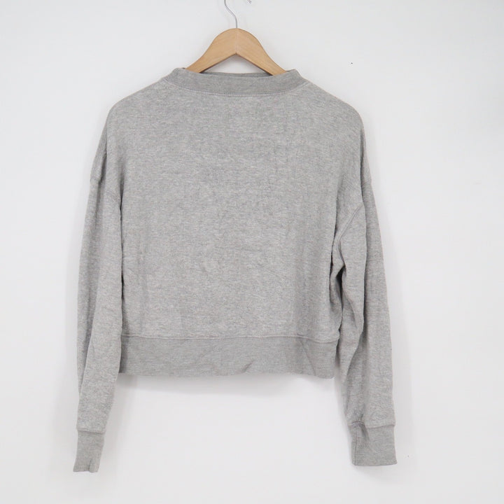 Urban Outfitters Womens Small Heather Grey Cropped Crew Neck Sweatshirt Pullover