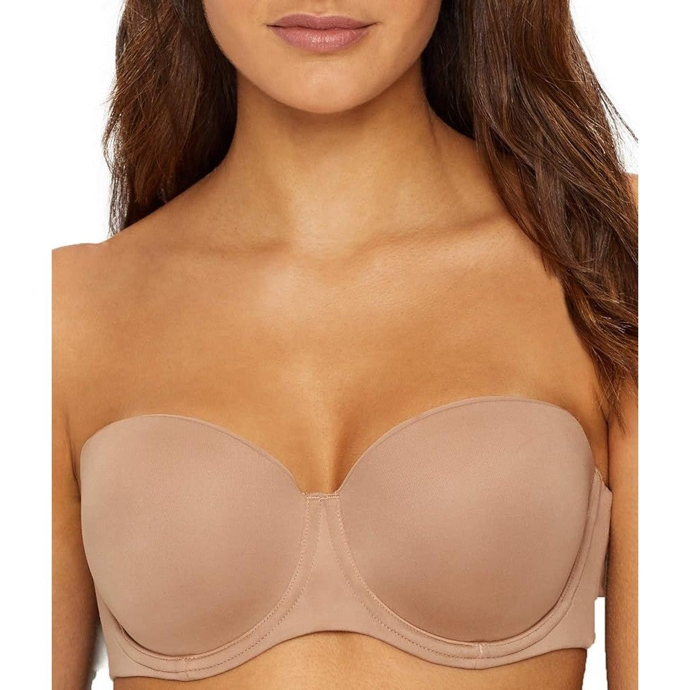 Warners Strapless Bra Womens 36B Beige Nylon Stretch Full Coverage Padded Cups