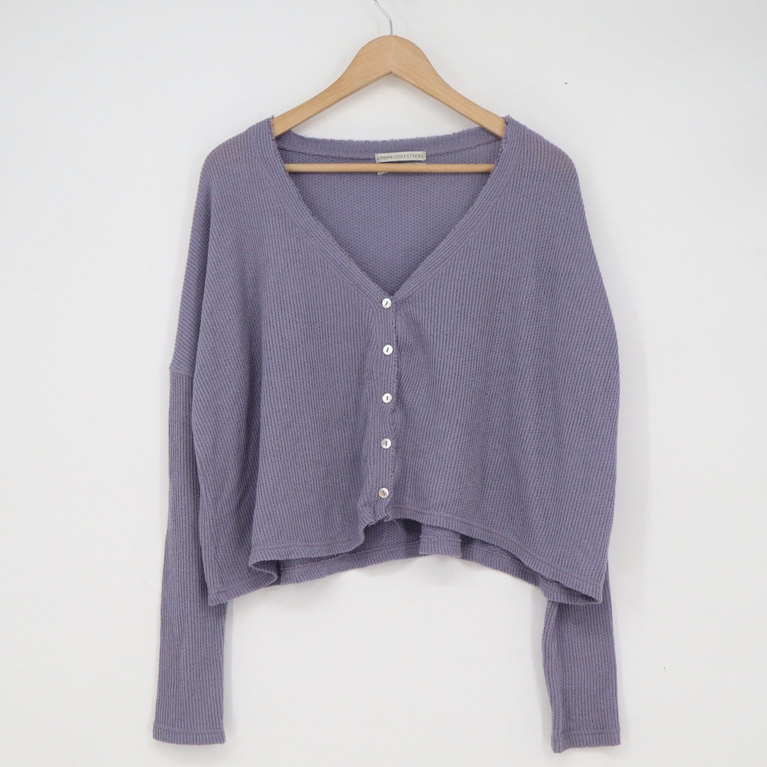 Urban Outfitters Lavender Purple Waffle Knit Cropped Cardigan Sweater Small S-P