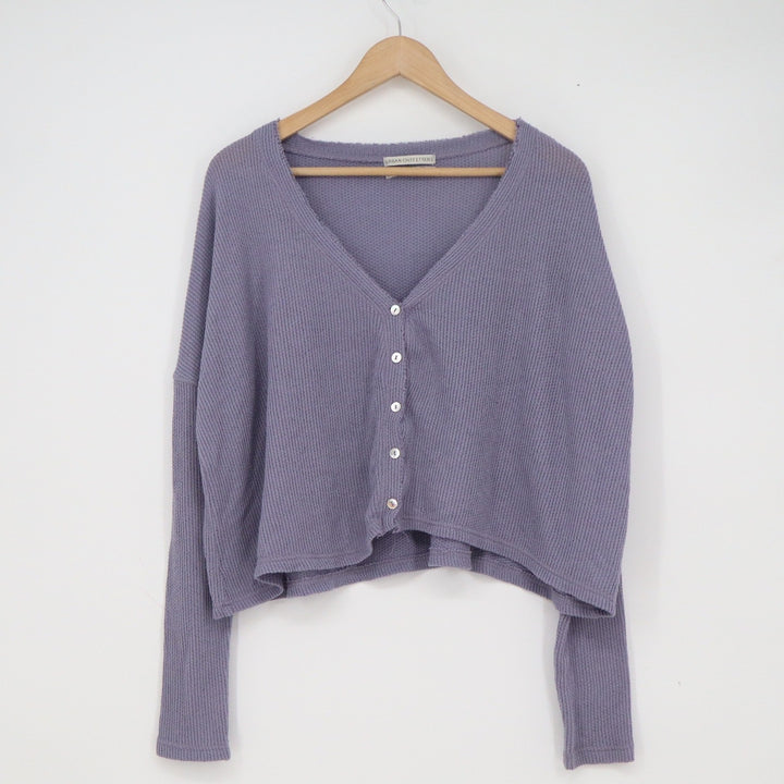 Urban Outfitters Lavender Purple Waffle Knit Cropped Cardigan Sweater Small S-P