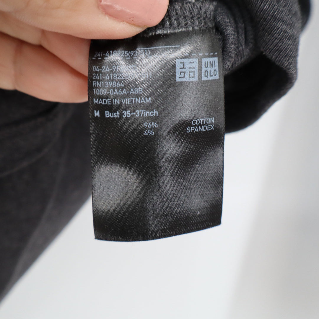 Uniqlo Mens M Charcoal Gray Cotton Spandex Crew Neck Long Sleeve T-Shirt
