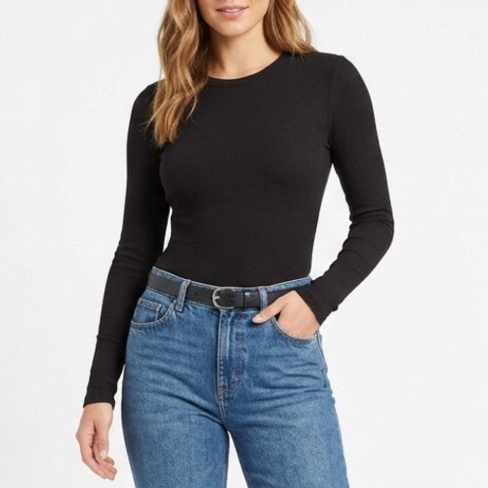 Naked Wardrobe Black Open Back Long Sleeve Bodice Medium