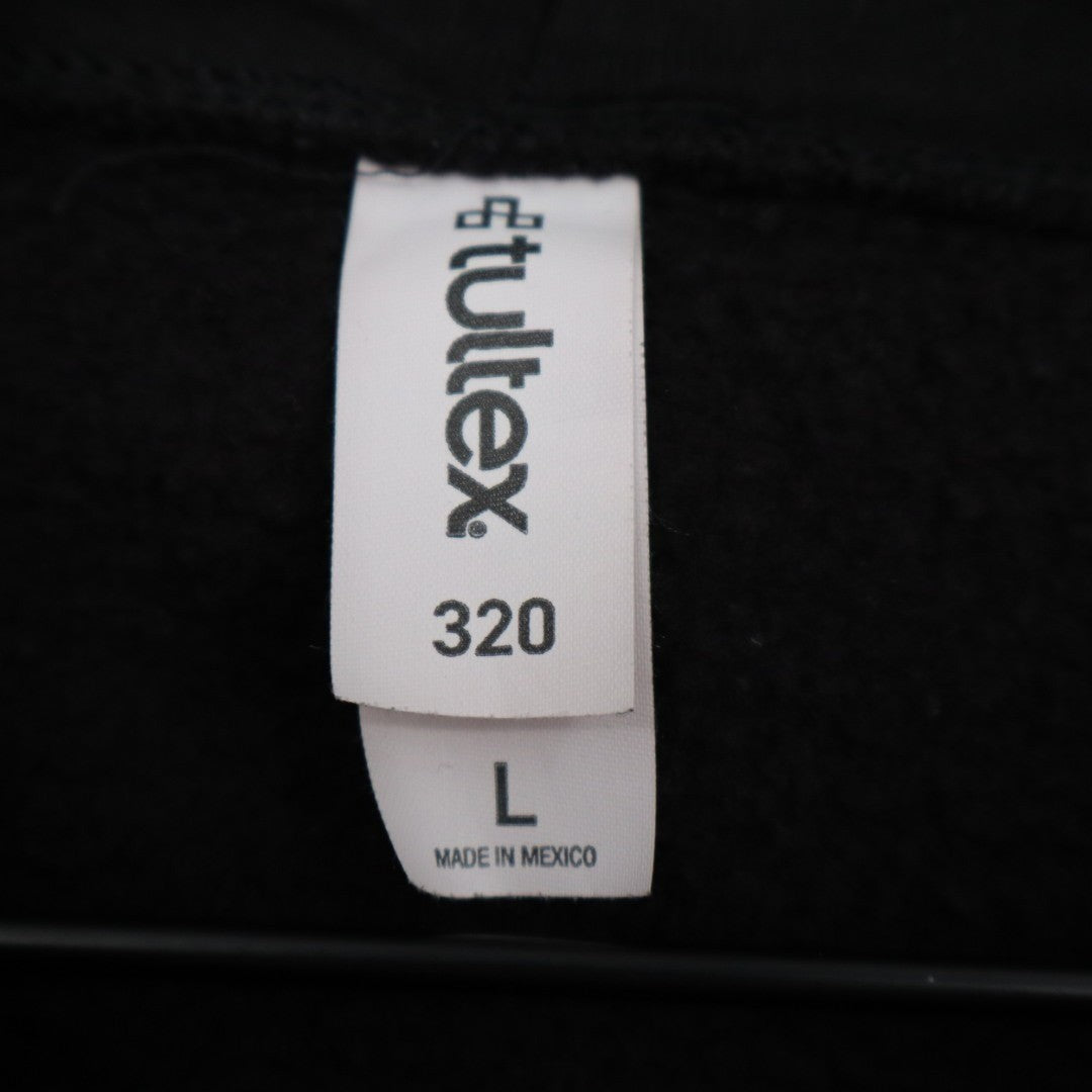 Tultex Philadelphia Hoodie Mens Large Black Cotton Ribbed Hem Kangaroo Pockets