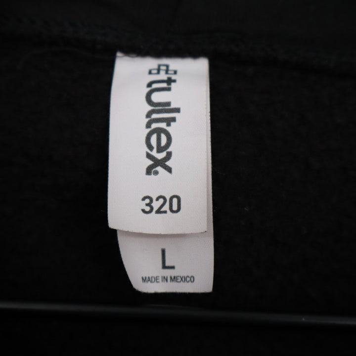 Tultex Philadelphia Hoodie Mens Large Black Cotton Ribbed Hem Kangaroo Pockets
