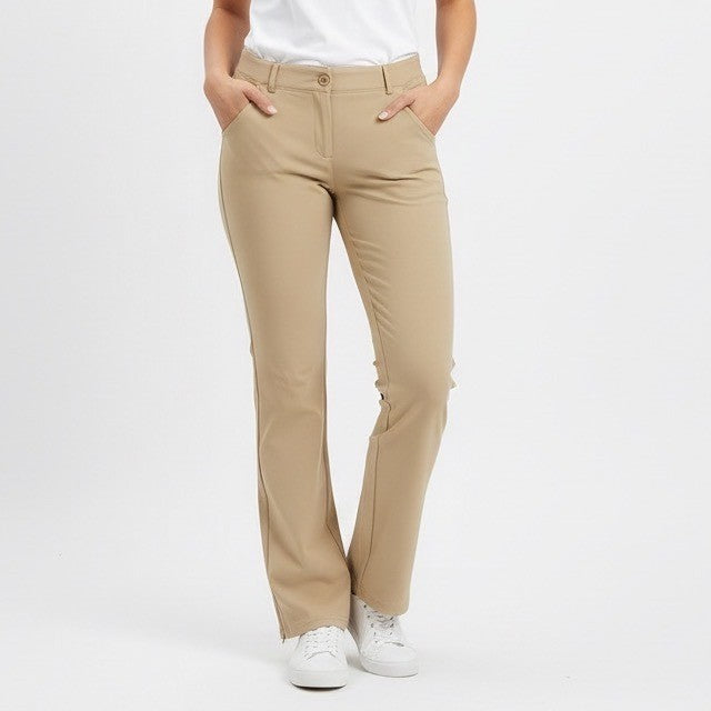 EWEDOOS Khaki Straight Leg Zipper Ankle Pants Comfort Stretch Size Large