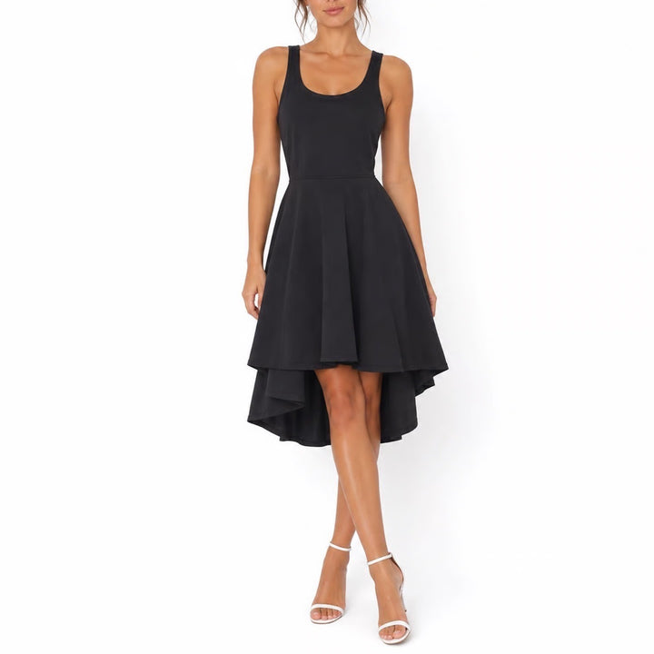 Black Activewear Exercise Dress with Built-in Romper Liner Open Back Size M