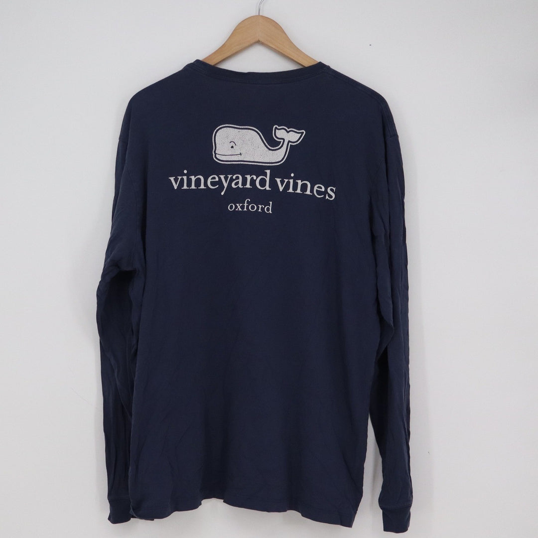 Vineyard Vines Mens Navy Blue Long Sleeve Graphic Pocket T-Shirt Large