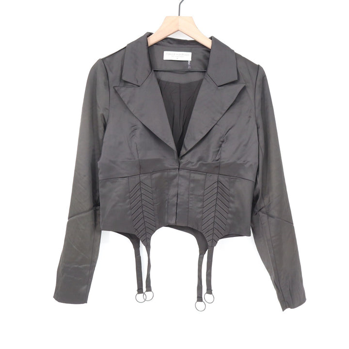 Naked Wardrobe Black Cropped Corset Garter Blazer Jacket M