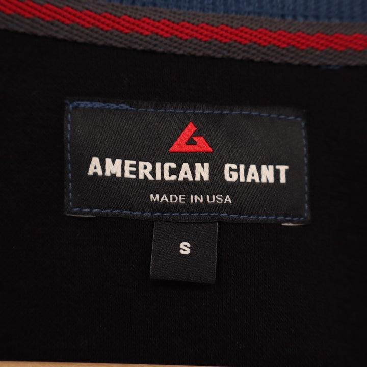 American Giant French Rib T-Shirt Mens Small Black Blue Colorblock Raglan Sleeve