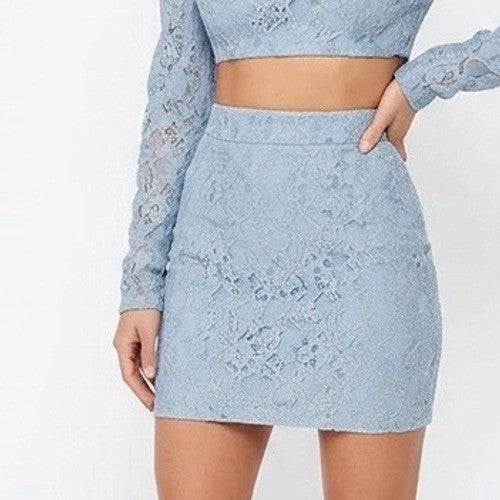 Naked Wardrobe The Statement Light Blue Floral Lace Mini Skirt NWSP20-SK4 Mens M