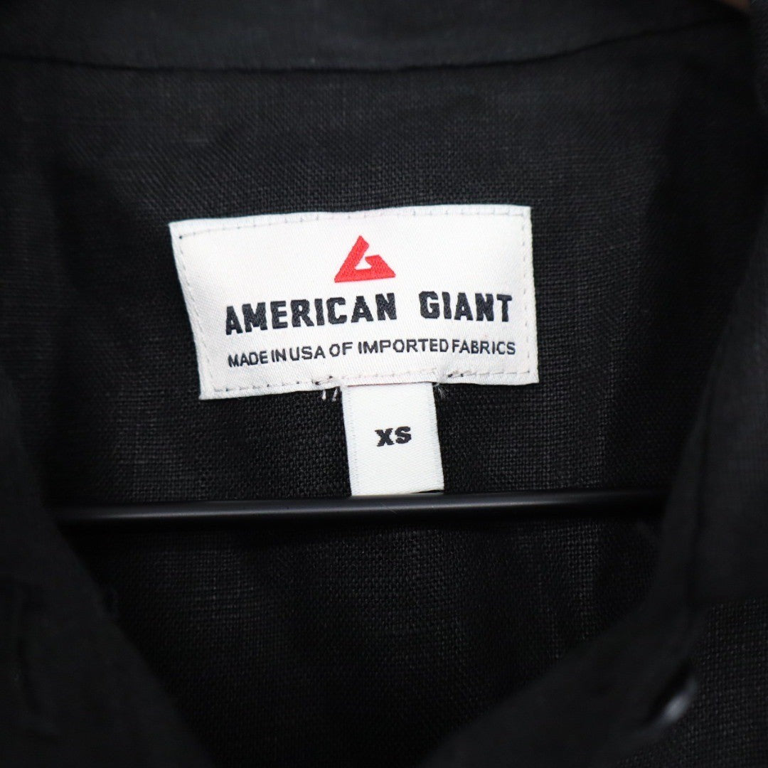 American Giant Black Women's Linen Shirt Size XS Made In USA