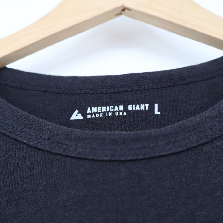 American Giant Mens Black Crew Neck Tee Size L Made in USA Organic Cotton Blend