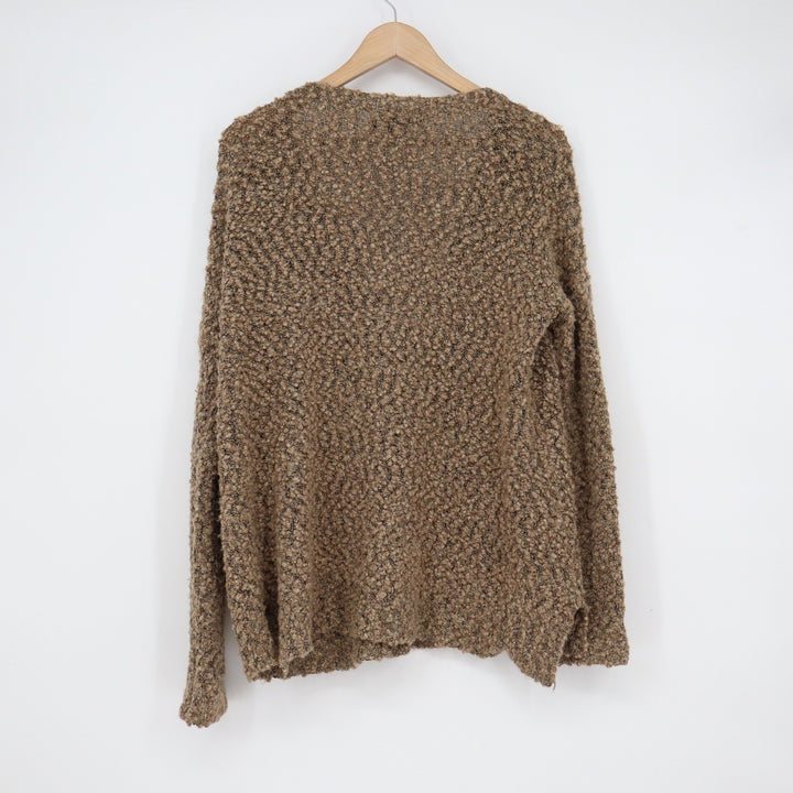Forever 21 Brown Boucle Popcorn Knit V-Neck Button Front Cardigan Sweater Small