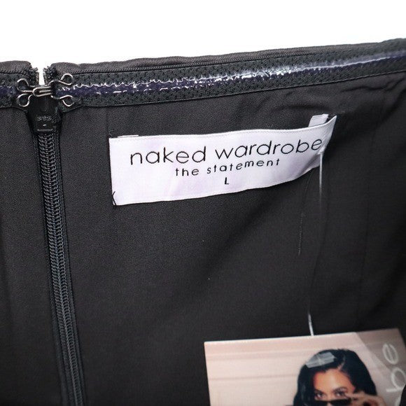 Naked Wardrobe The Statement Black Strapless Ruched Mini Dress L