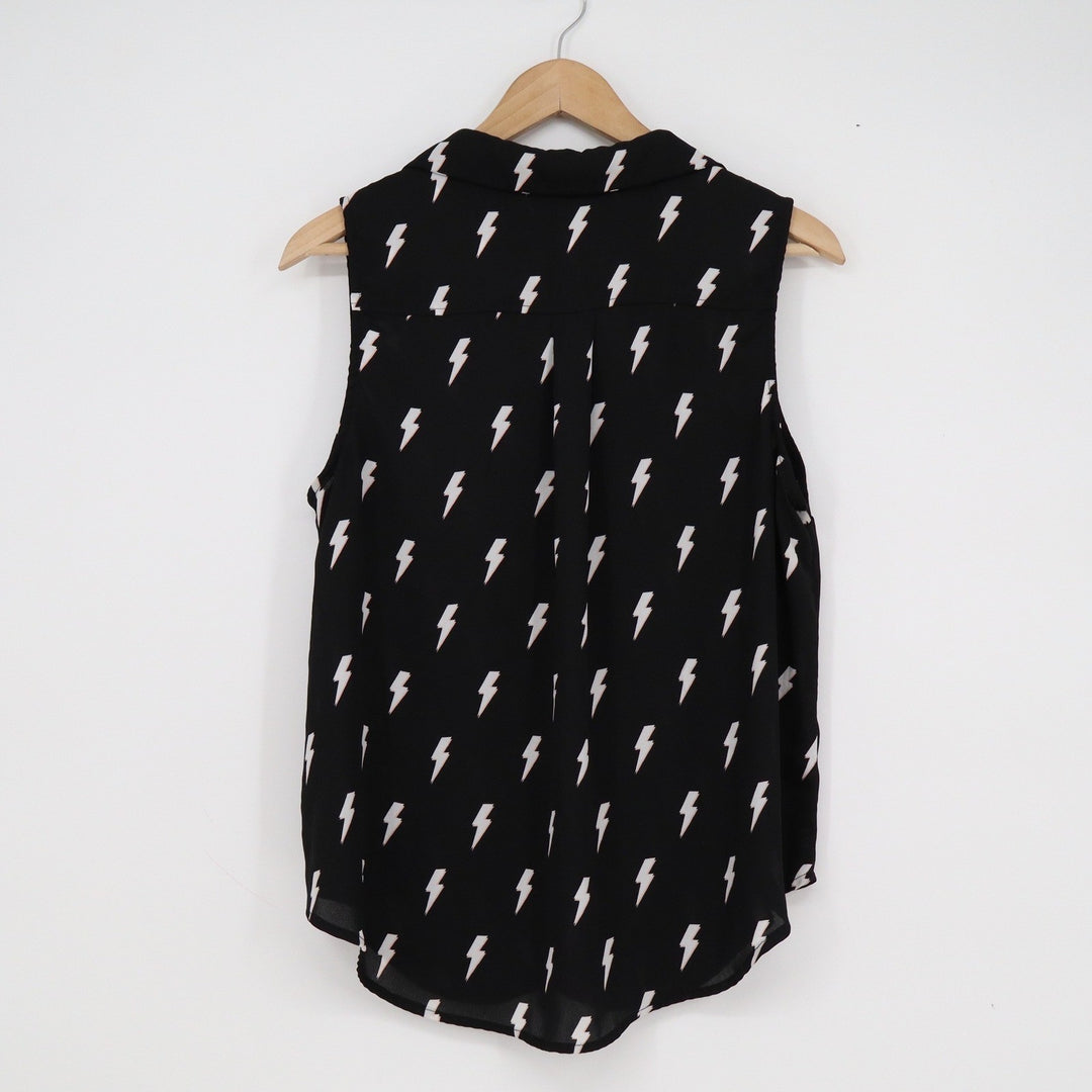 Torrid Womens Plus Size 00 Black Lightning Bolt Sleeveless Button Up Blouse Top