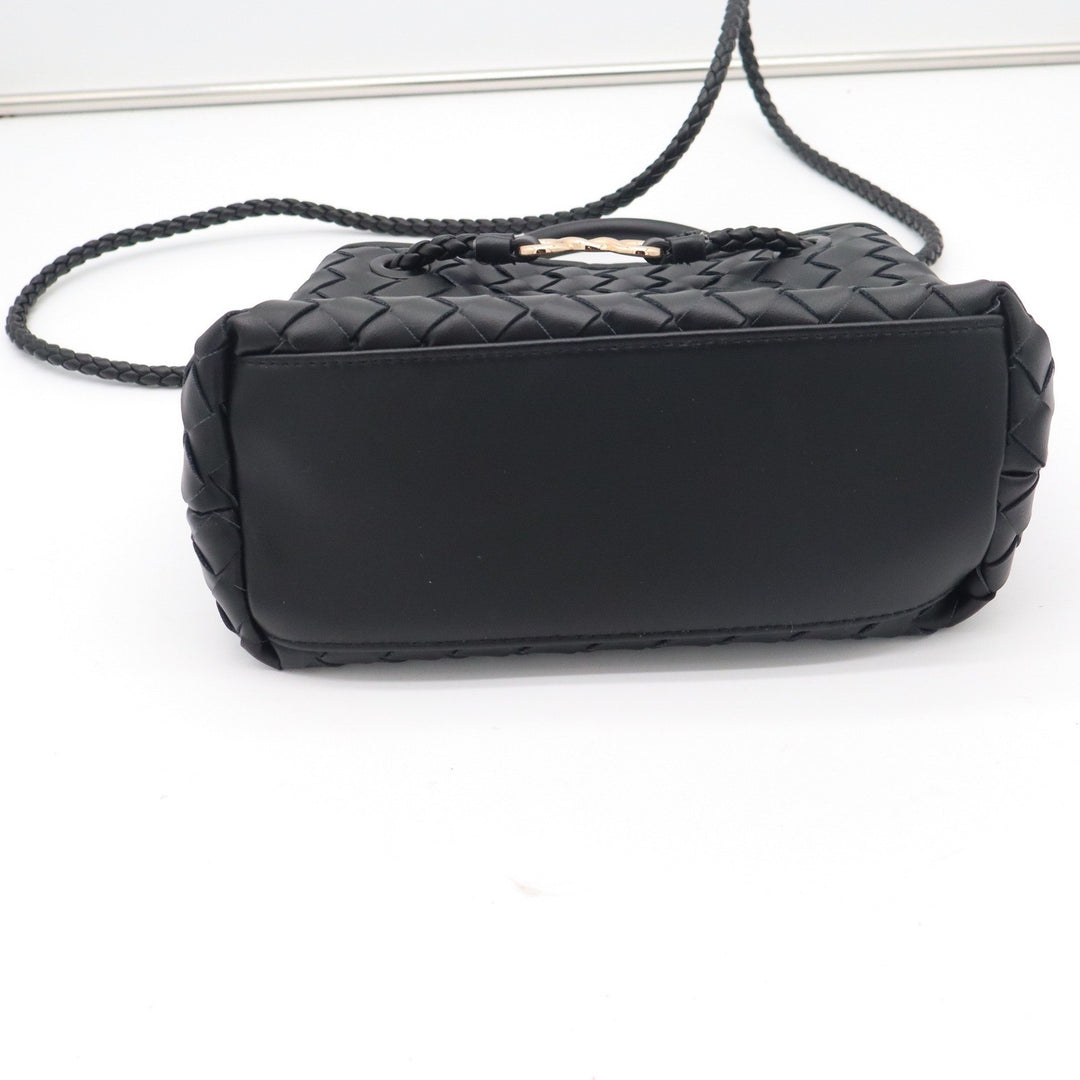 A New Day Black Woven Vegan Leather Crossbody Bag Gold Hardware Braided Strap