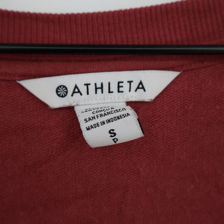 Athleta Sunrise Sweatshirt Womens Small Dusty Rose V-Neck Thumb Holes Sleeve