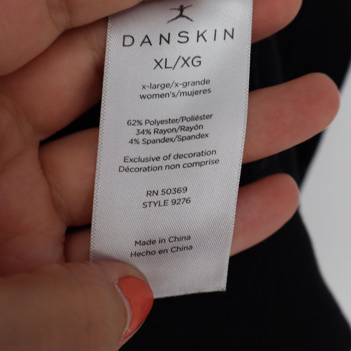 Danskin Womens Black Full Zip Hoodie Sweatshirt Thumbholes XL