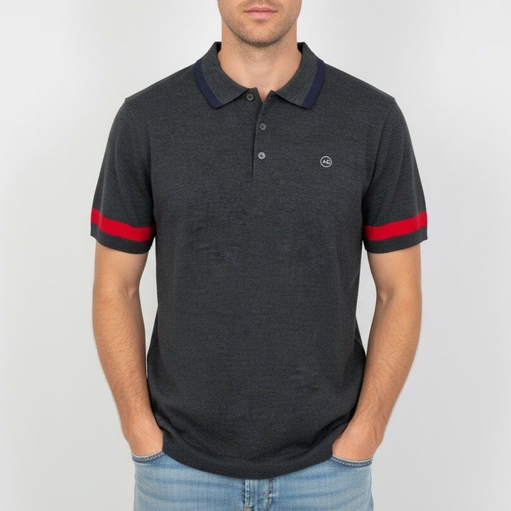 AG Green Label Men's Charcoal Grey Knit Polo Shirt Short Sleeve Size M