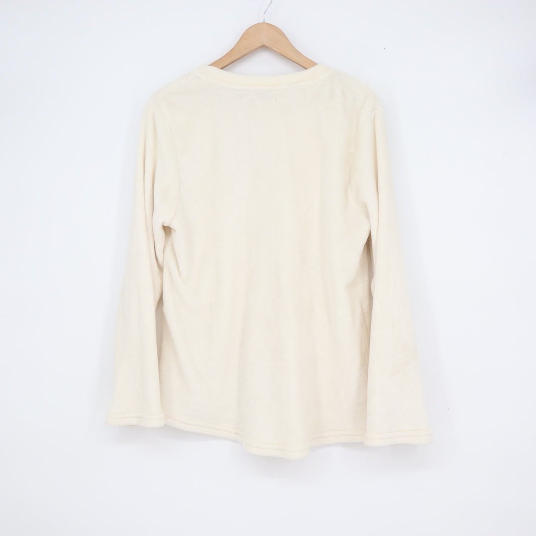 Lintimo Cream Fleece Long Sleeve Moon Graphic Pullover Top Size Large