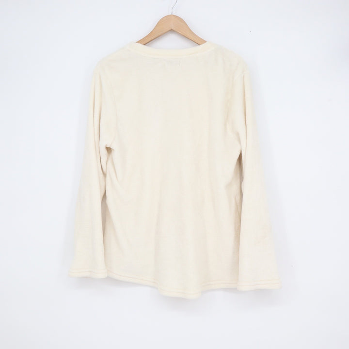 Lintimo Cream Fleece Long Sleeve Moon Graphic Pullover Top Size Large