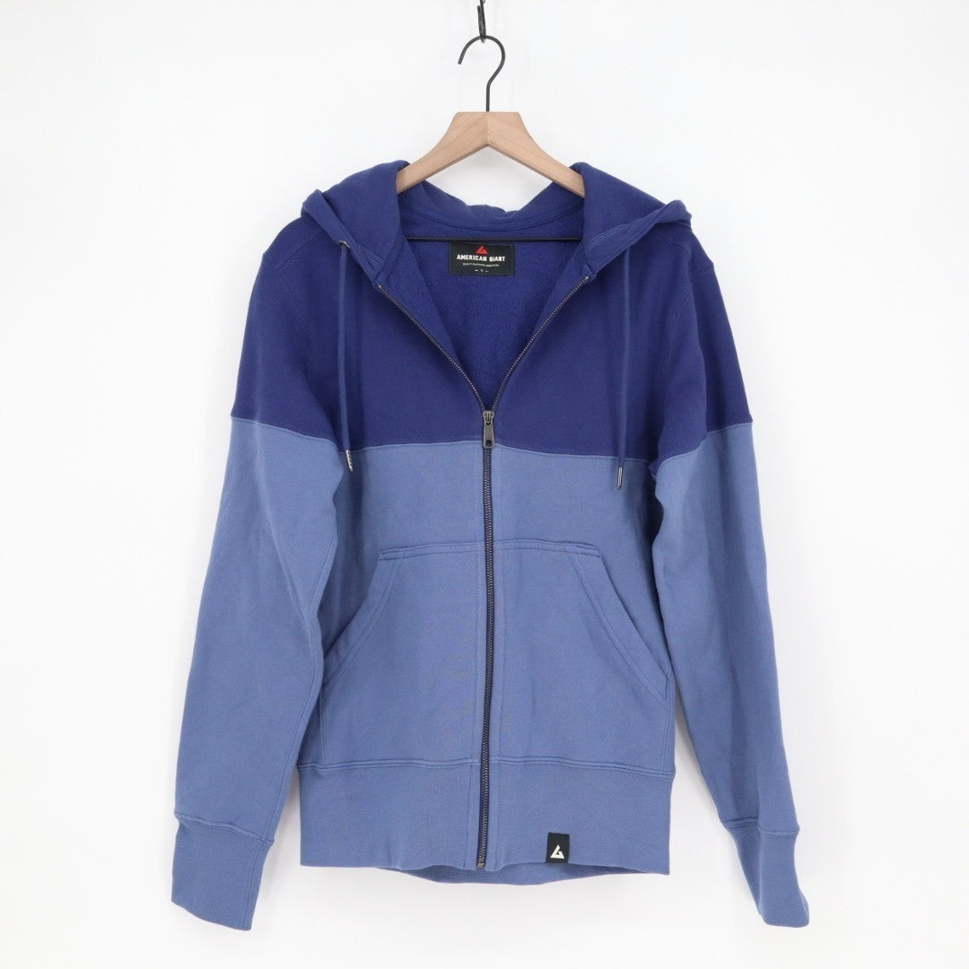 American Giant Classic Hoodie Mens S Blue Navy Full Zip Cotton Split Seam Vault