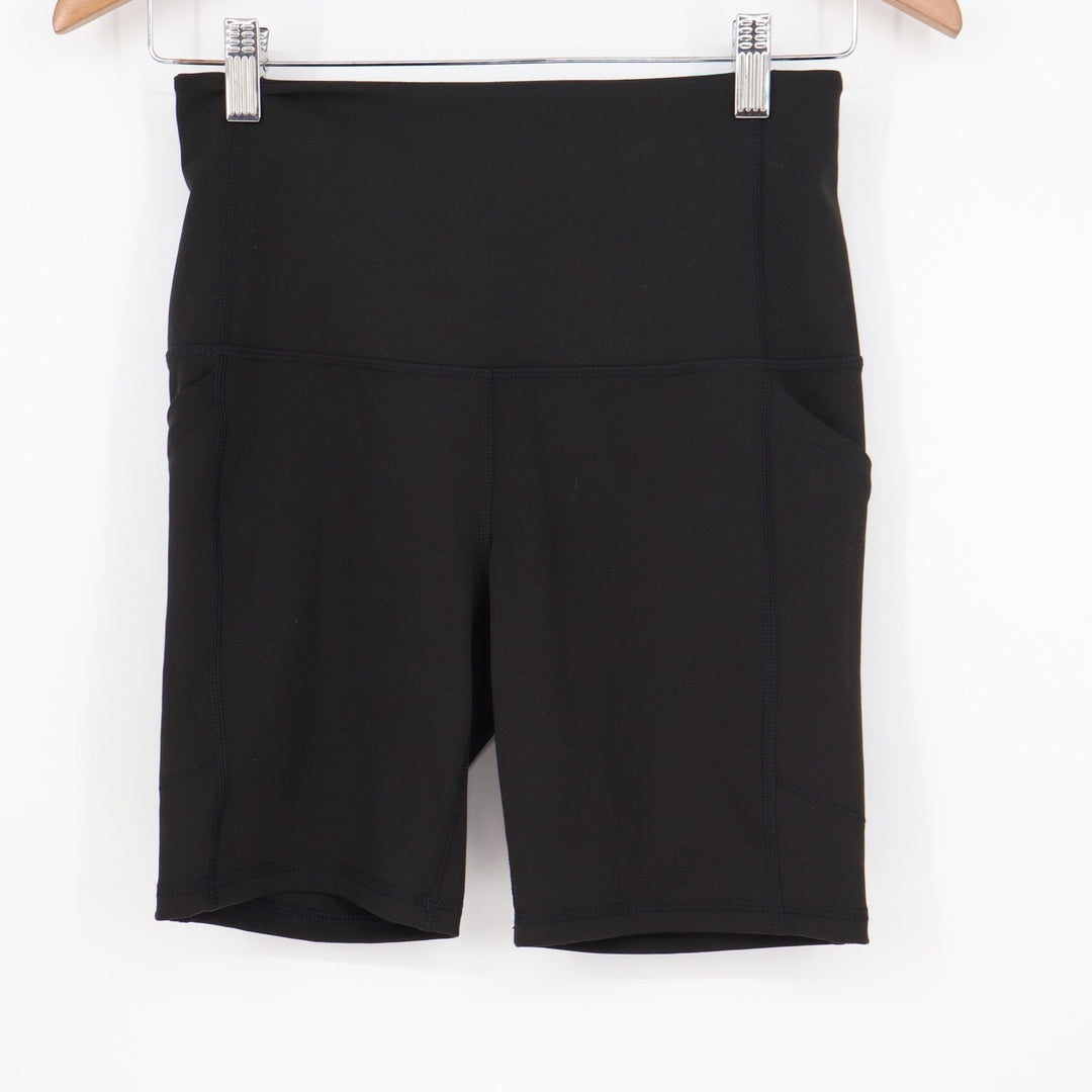 DSG Womens Ultra High Rise Bike Shorts Black Side Pockets Size S