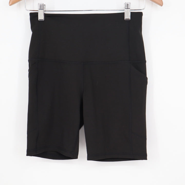 DSG Womens Ultra High Rise Bike Shorts Black Side Pockets Size S