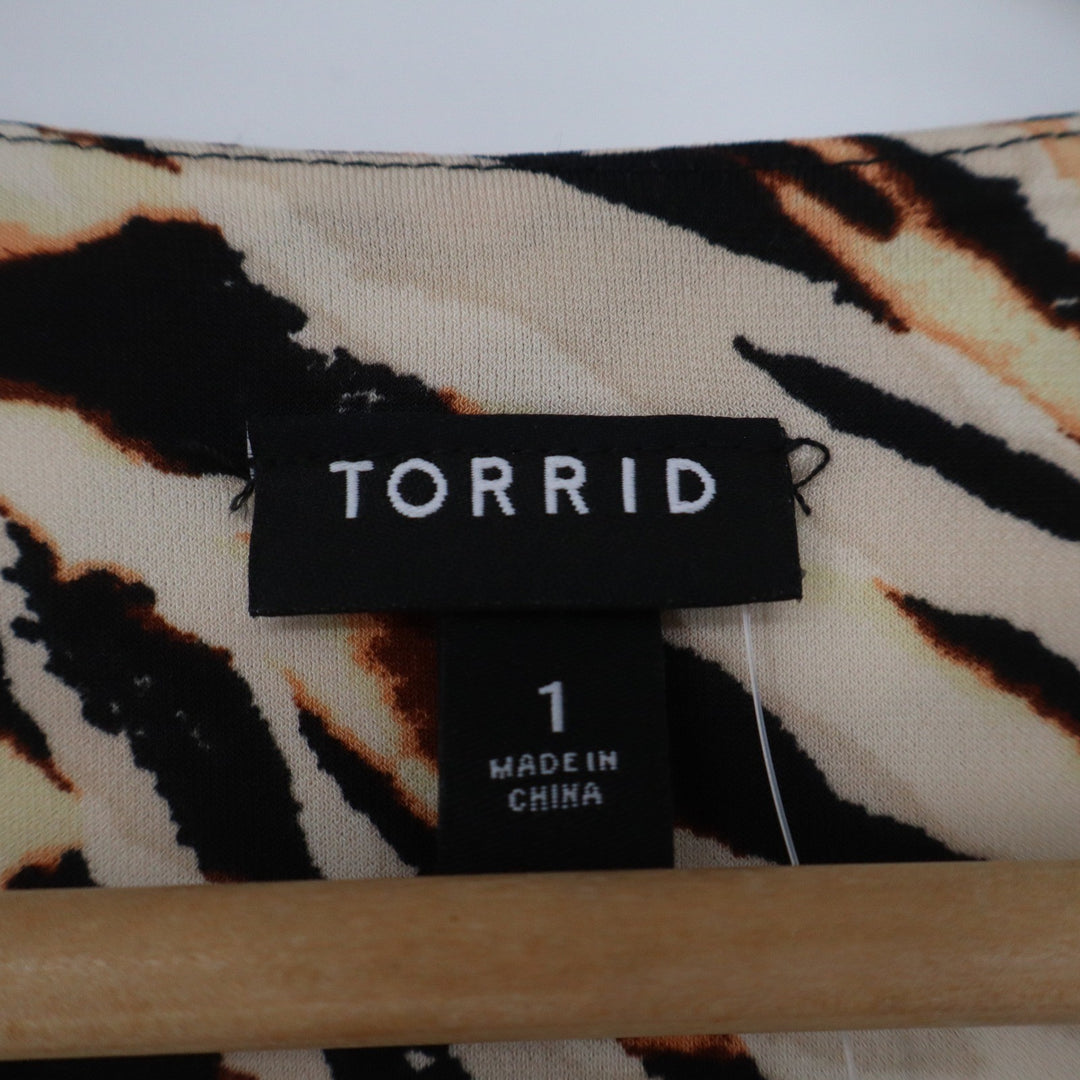 Torrid Zebra Print Maxi Studio Knit Dress Cut Out V-Neck Long Sleeve 1X NWT