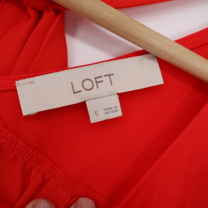 LOFT Womens Red Tie Back Sleeveless Tank Top Scoop Neck Cotton Modal Blend Small