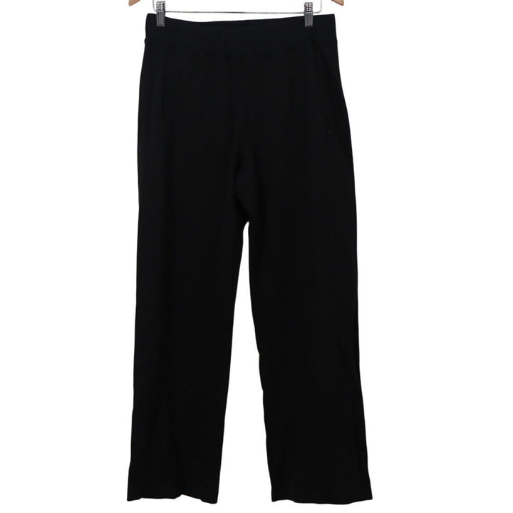American Giant Ankle Pants Womens Large Black Cotton Pull On Wide Leg Casual