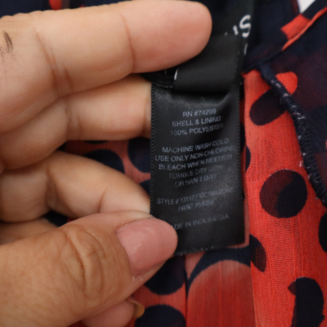 Enfocus Studio Red Navy Polka Dot Halter Handkerchief Hem Midi Dress Womens 8