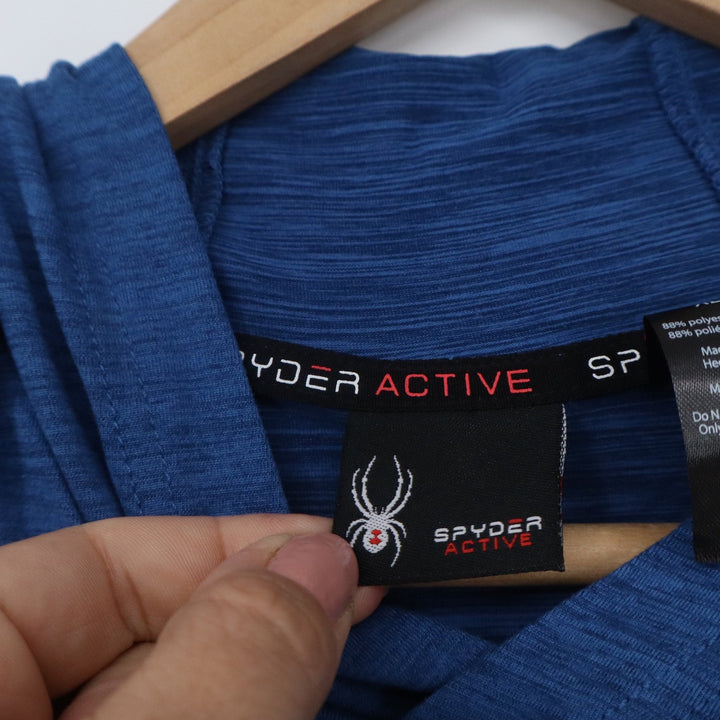 Spyder Active Mens XL Blue Heathered Long Sleeve Hoodie Kangaroo Pocket