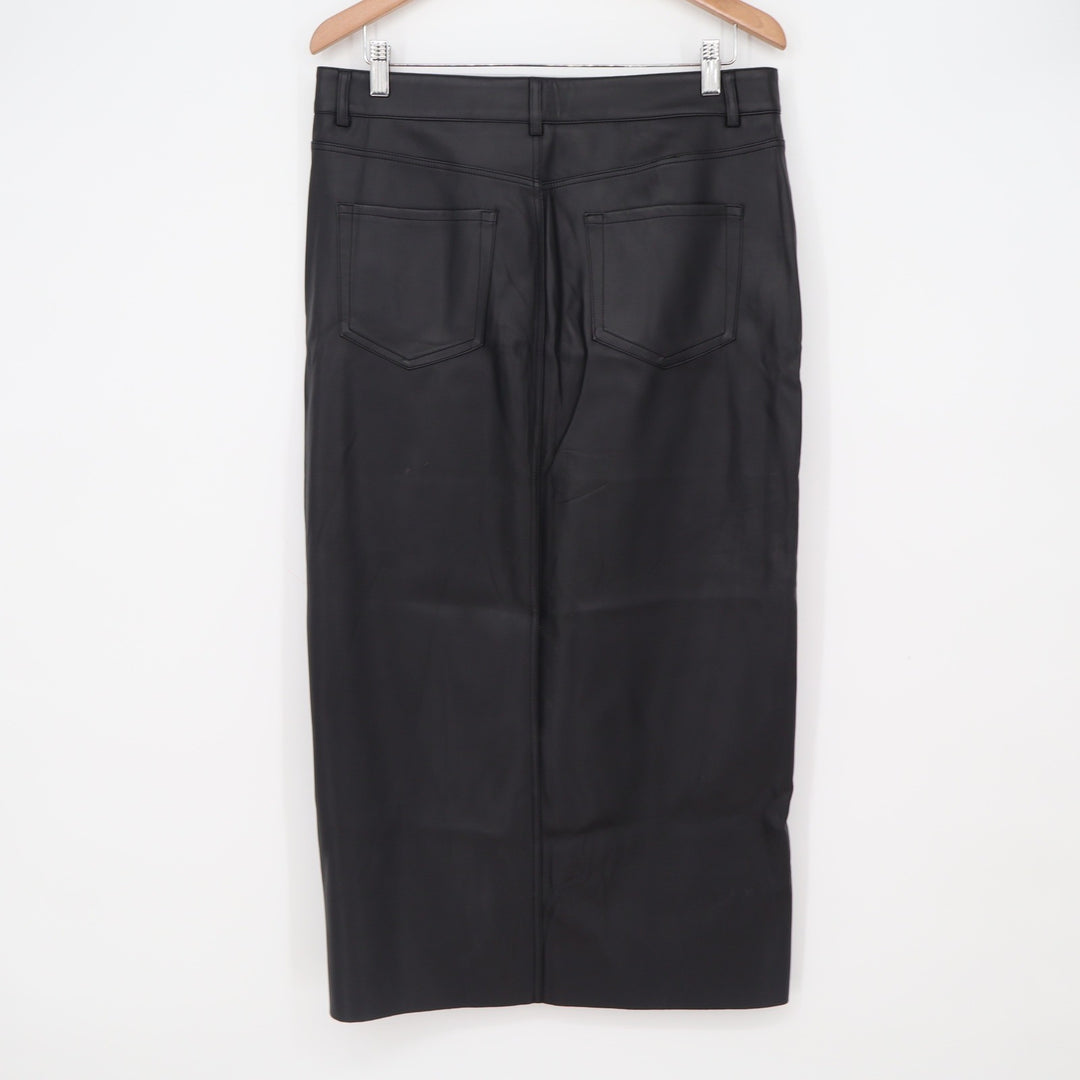 Stradivarius Skirt Womens 10 Faux Leather Midi Black 5-Pocket Excellent