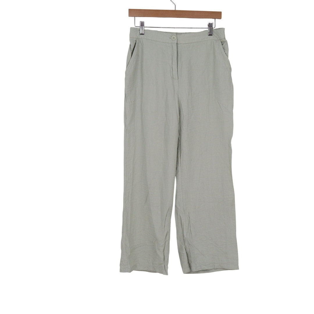 Happily Grey Sage Green Wide Leg Trousers High Rise Elastic Back Pants Large