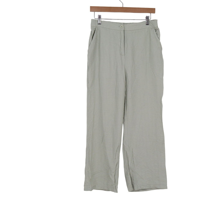 Happily Grey Sage Green Wide Leg Trousers High Rise Elastic Back Pants Large