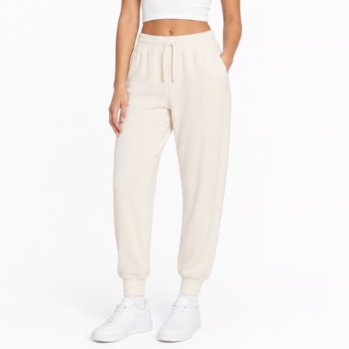 DSG Womens So Soft Ottoman Jogger Light Cream Ribbed Pants Size L