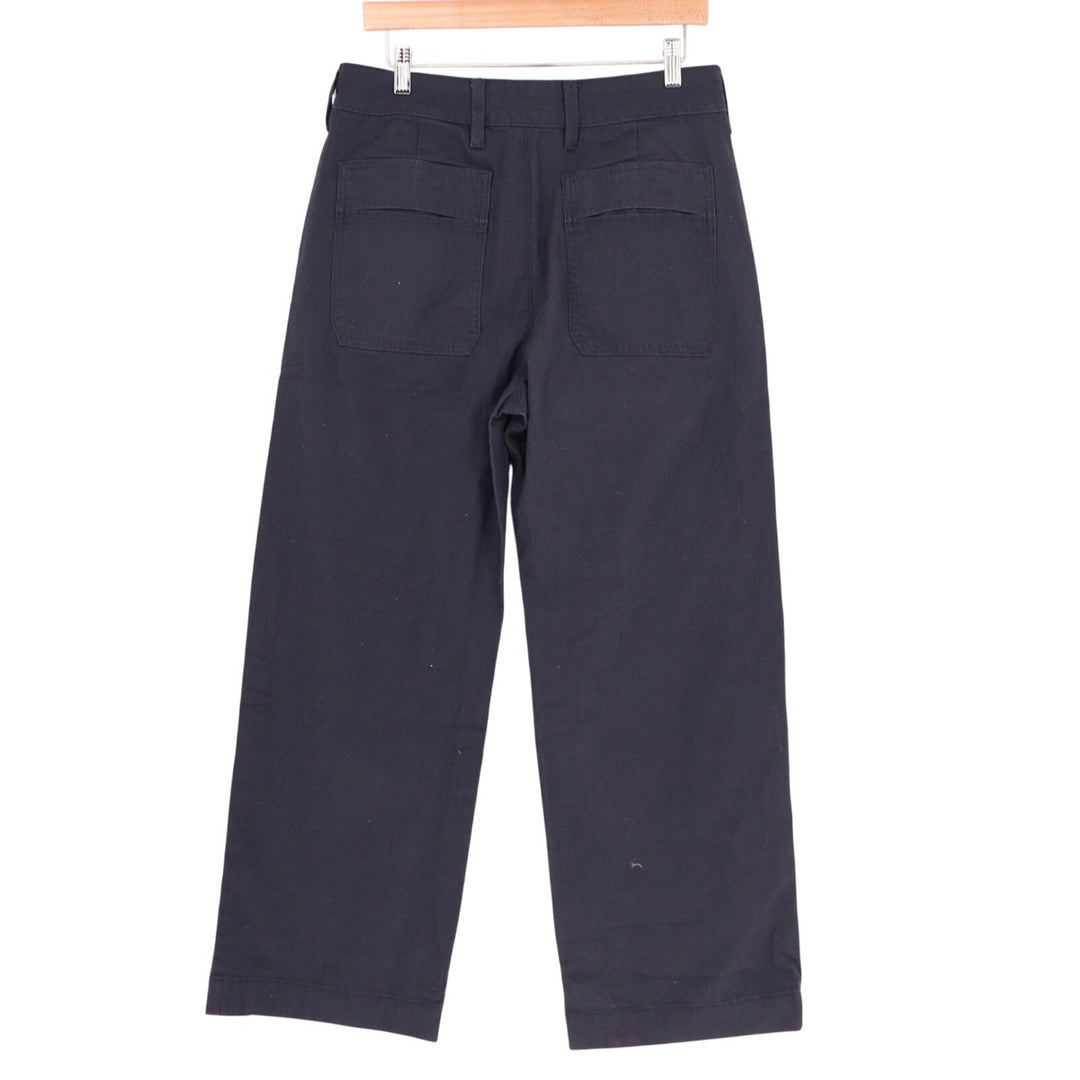 American Giant Ankle Pants Womens 12 Navy Cotton Stretch High Rise Wide Leg