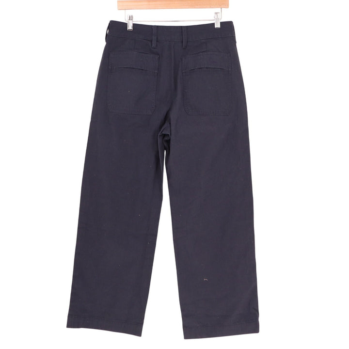 American Giant Ankle Pants Womens 12 Navy Cotton Stretch High Rise Wide Leg