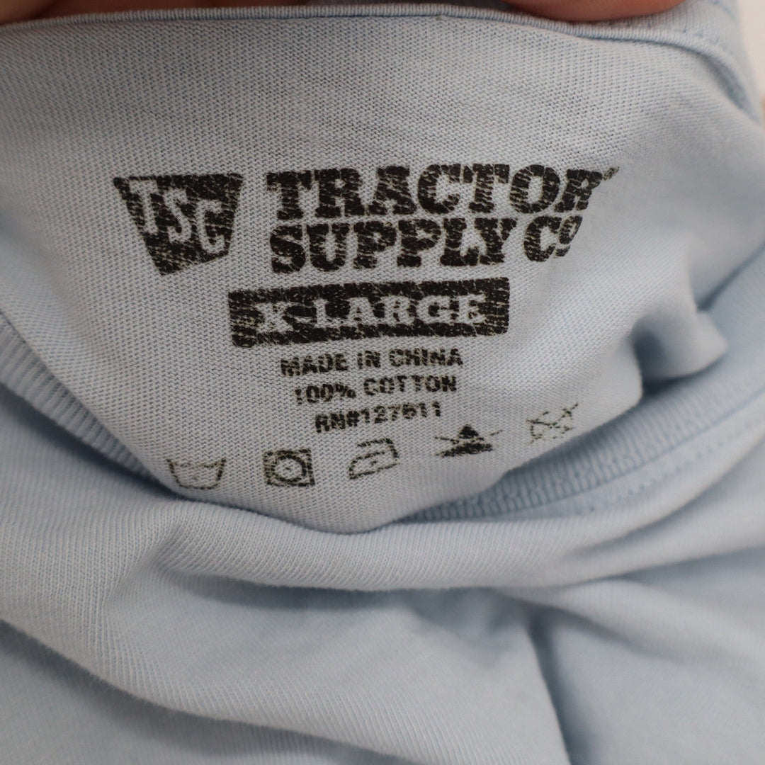 Tractor Supply Co Women's XL Light Blue Long Sleeve T-Shirt Graphic Sleeve