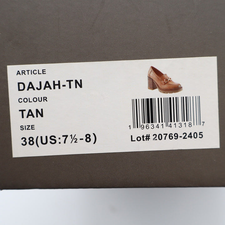 Patrizia by Spring Step Dajah Tan Platform Lug Sole Block Heel Loafers 38 7.5-8