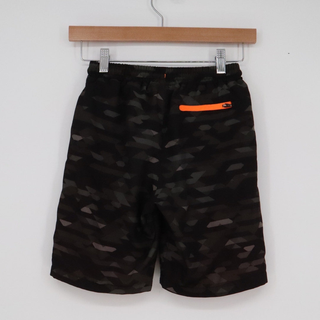 Eddie Bauer Boys Camo Athletic Shorts Black Gray Orange Size S 7/8