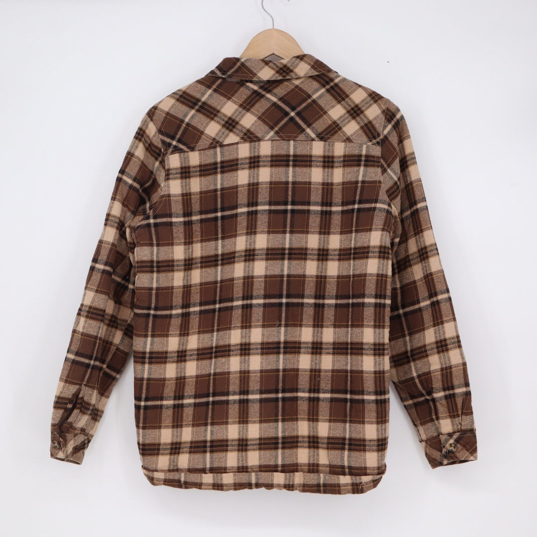 RSQ Mens Brown Plaid Sherpa Lined Flannel Shirt Jacket Shacket Medium