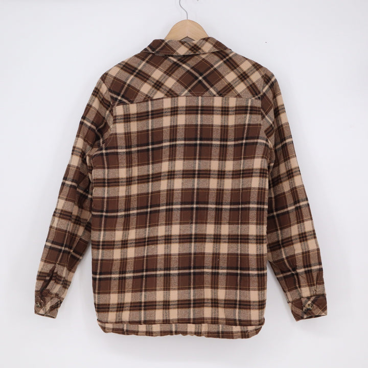 RSQ Mens Brown Plaid Sherpa Lined Flannel Shirt Jacket Shacket Medium