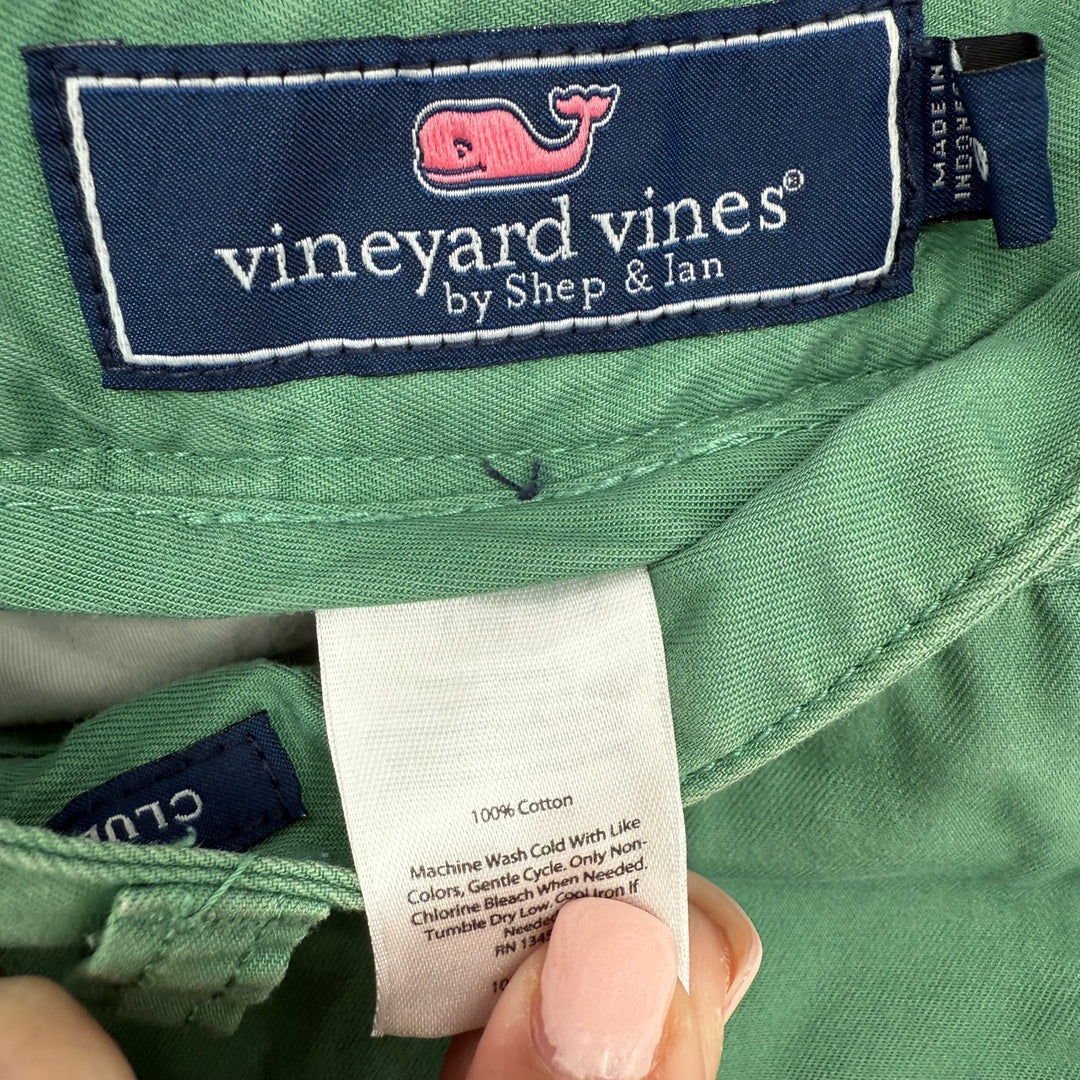 Vineyard Vines Club Shorts Mens 30 Earthy Green Cotton Logo Golf Performance